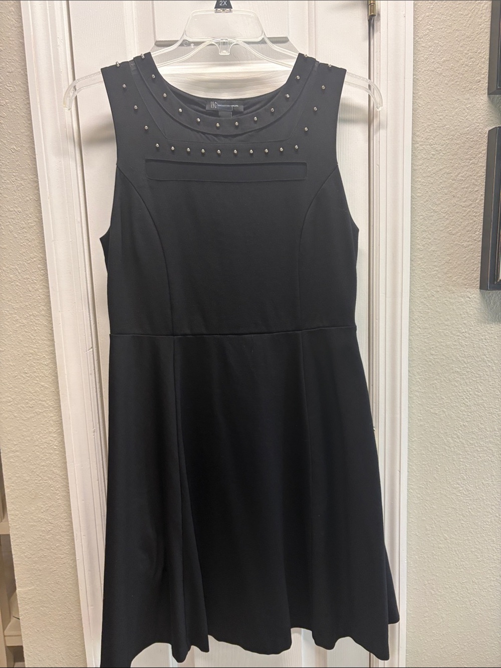INC International Concepts Black Sleeveless Stud-Trim A-Line Mini Dress